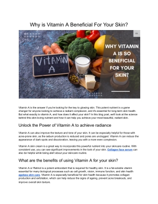 Why is Vitamin A Beneficial For Your Skin
