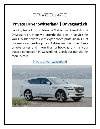 Private Driver Switzerland | Driveguard.ch