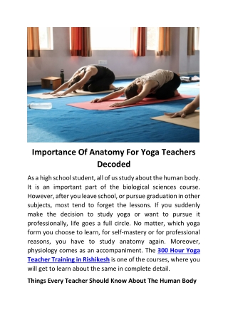 300 Hour Yoga Teacher Training in Rishikesh
