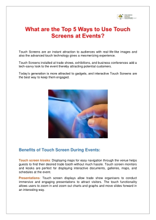 What are the Top 5 Ways to Use Touch Screens at Events