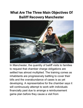 What Are The Three Main Objectives Of Bailiff Recovery Manchester