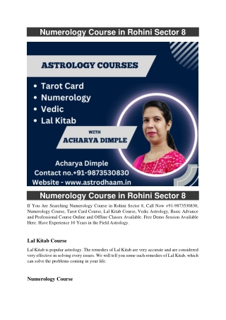 Numerology Course in Rohini Sector 8  91-9873530830