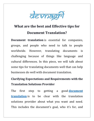 What are the best and Effective tips for Document Translation?