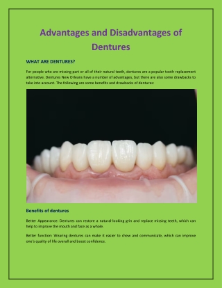 Advantages and Disadvantages of Dentures