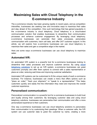 Maximizing Sales with Cloud Telephony in the E-commerce Industry.docx