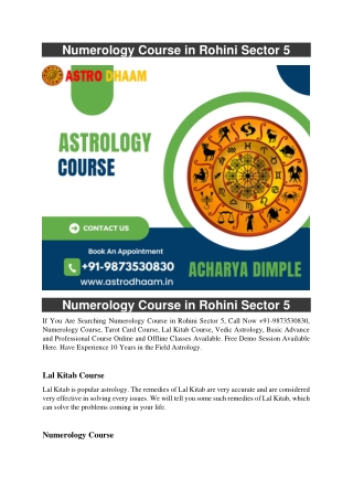 Numerology Course in Rohini Sector 5  91-9873530830