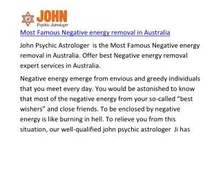 Most Famous Negative energy removal in Australia