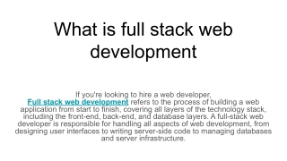 What is full stack web development