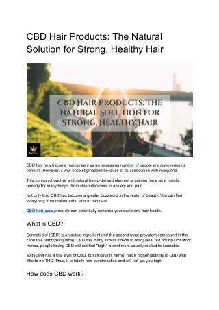 CBD Hair Products: The Natural Solution for Strong, Healthy Hair