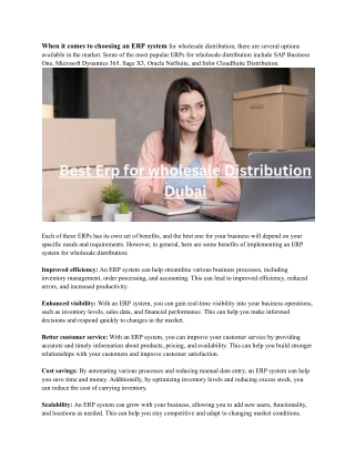 Best Erp for wholesale Distribution Dubai