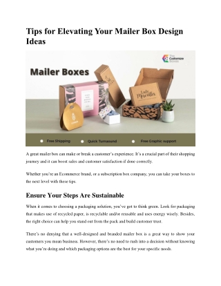 Tips for Elevating Your Mailer Box Design Ideas