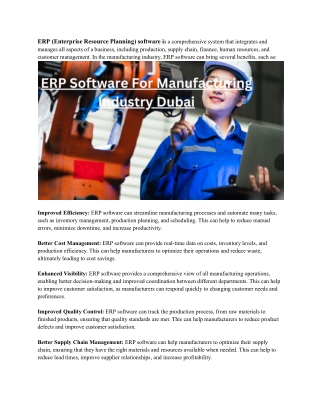 ERP Software For Manufacturing Industry Dubai