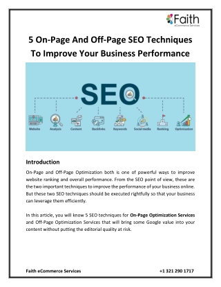 5 On-Page And Off-Page SEO Techniques To Improve Your Business Performance