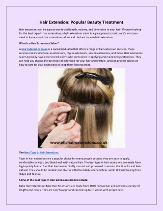 Hair Extension: Popular Beauty Treatment