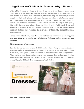 Significance of Little Girls’ Dresses: Why It Matters