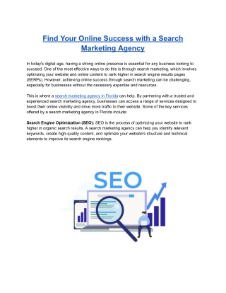 Find Your Online Success with a Search Marketing Agency