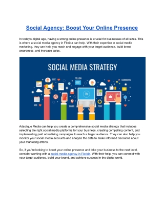 Social Agency: Boost Your Online Presence