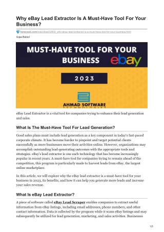 Why eBay Lead Extractor Is A Must-Have Tool For Your Business