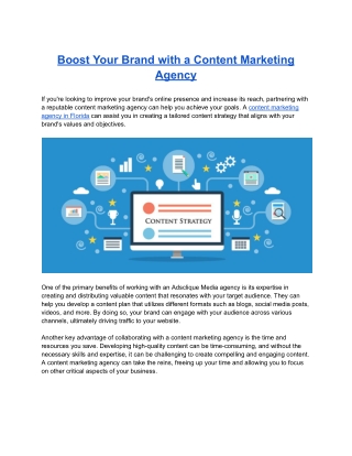 Boost Your Brand with a Content Marketing Agency