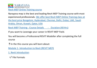 Revit MEP Online Training course