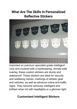 What Are The Skills In Personalized Reflective Stickers