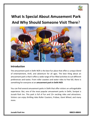 What Is Special About Amusement Park And Why Should Someone Visit There