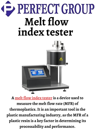 Melt flow index tester | Perfectgroupindia