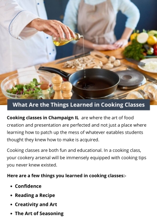 What Are the Things Learned in Cooking Classes