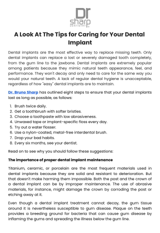 A Look At The Tips for Caring for Your Dental Implant