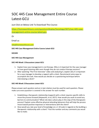 SOC 445 Case Management Entire Course Latest-GCU