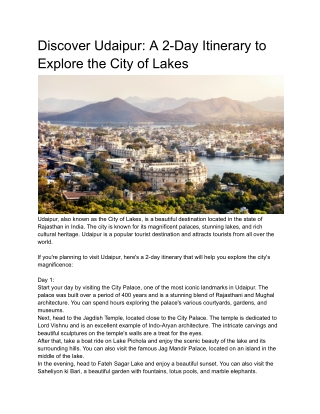 Discover Udaipur_ A 2-Day Itinerary to Explore the City of Lakes