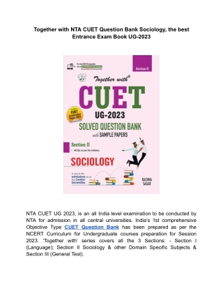 CUET Question Bank Sociology for UG 2023 entrance exam by Rachna Sagar