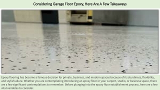 Considering Garage Floor Epoxy, Here Are A Few Takeaways