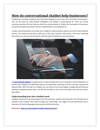 How do conversational chatbot help businesses