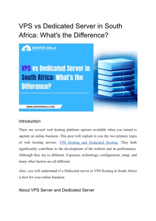 VPS vs Dedicated Server in South Africa_ What's the Difference