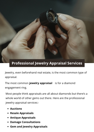 Professional Jewelry Appraisal Services