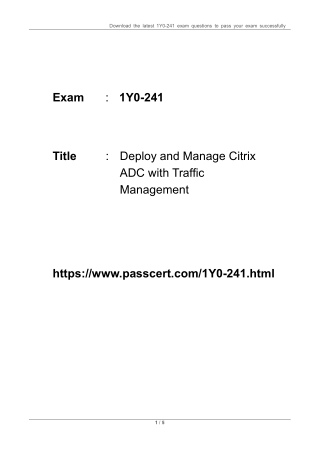 Citrix 1Y0-241 CCA-AppDS Certification Exam Dumps