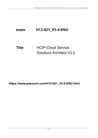 H13-821_V3.0-ENU HCIP-Cloud Service Solutions Architect V3.0 Dumps