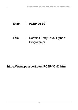 PCEP-30-02 PCEP – Certified Entry-Level Python Programmer Dumps