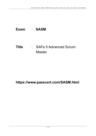 SAFe Advanced Scrum Master SASM Dumps