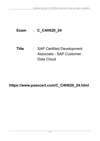 SAP Customer Data Cloud C_C4H620_24 Dumps