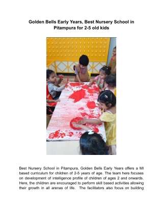 Golden Bells Early Years, Best Nursery School in Pitampura for 2-5 old kids