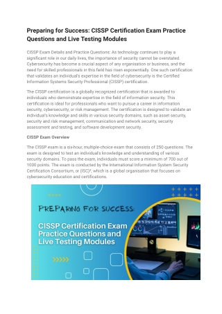 Preparing for Success_ CISSP Certification Exam Practice Questions and Live Testing Modules