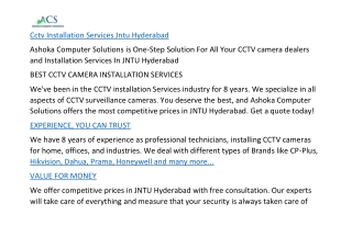 Cctv Installation Services Jntu Hyderabad