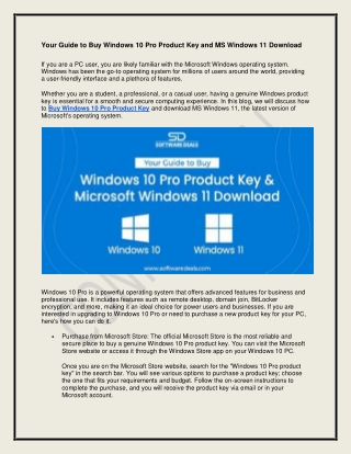 Your Guide to Buy Windows 10 Pro Product Key and MS Windows 11 Download