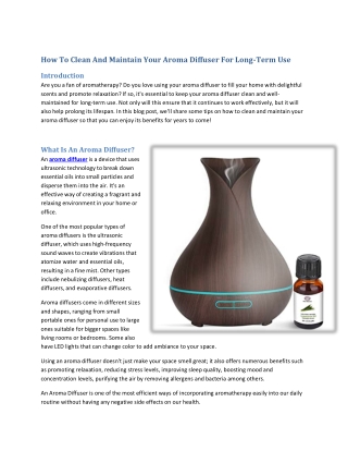 How To Clean And Maintain Your Aroma Diffuser For Long  Use