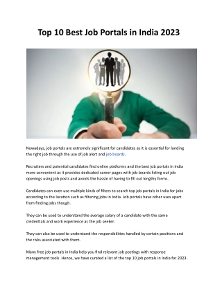 Top 10 Best Job Portals in India 2023