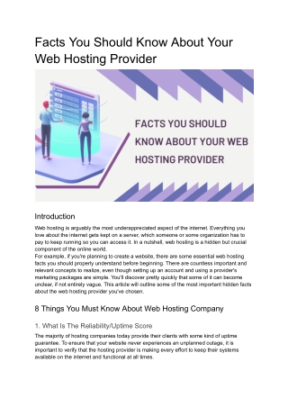 Facts You Should Know About Your Web hosting Company