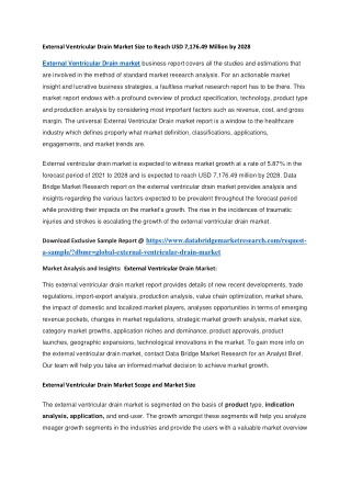 External Ventricular Drain Market Size to Reach USD 7,176.49 Million by 2028