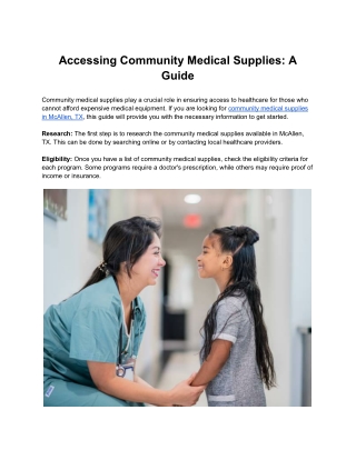 Accessing Community Medical Supplies: A Guide